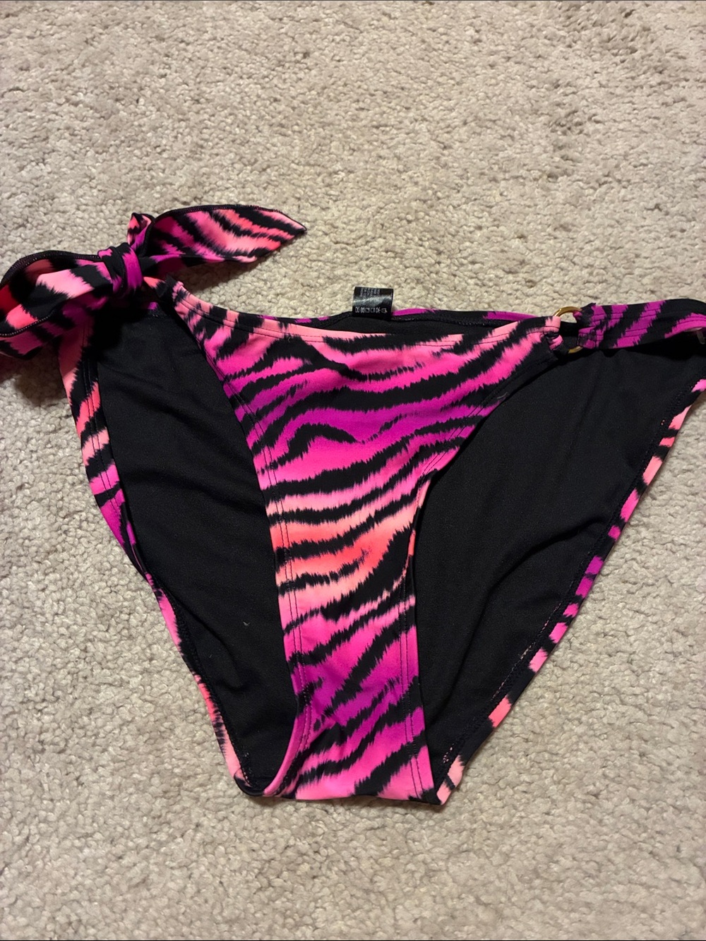 smart & sexy Hot Pink and Black Zebra Tie-Side Bikini Bottoms